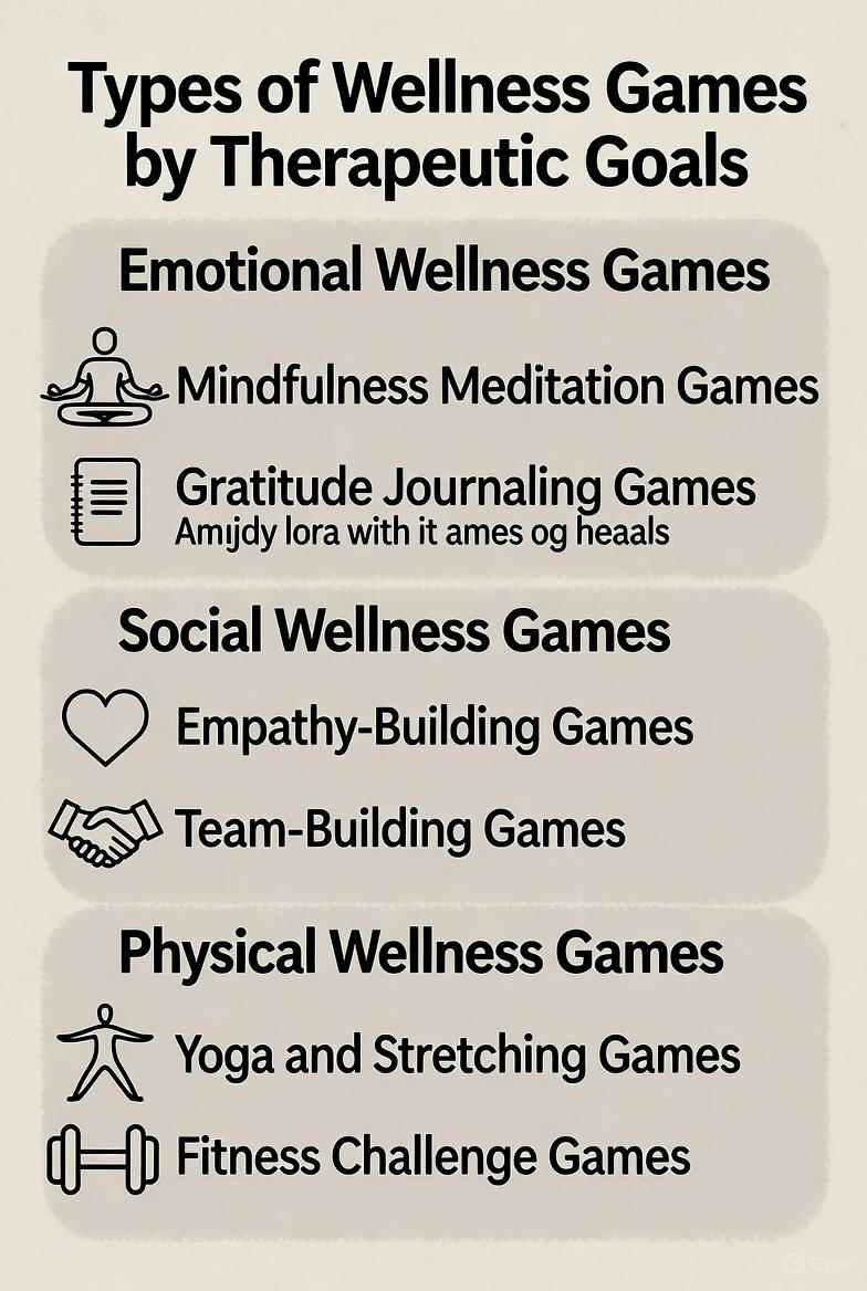 Инфографика типов wellness-игр по терапевтическим целям