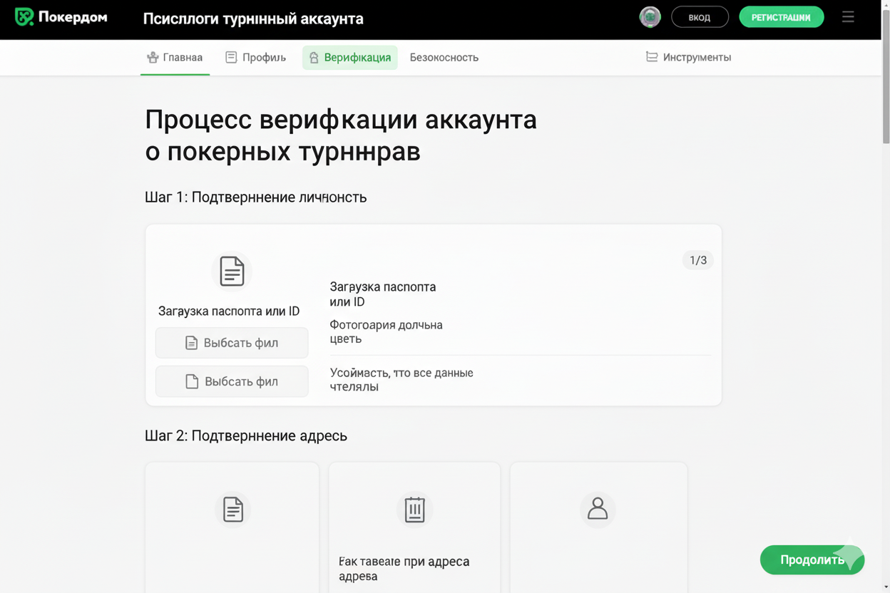 Процесс верификации аккаунта Покердом