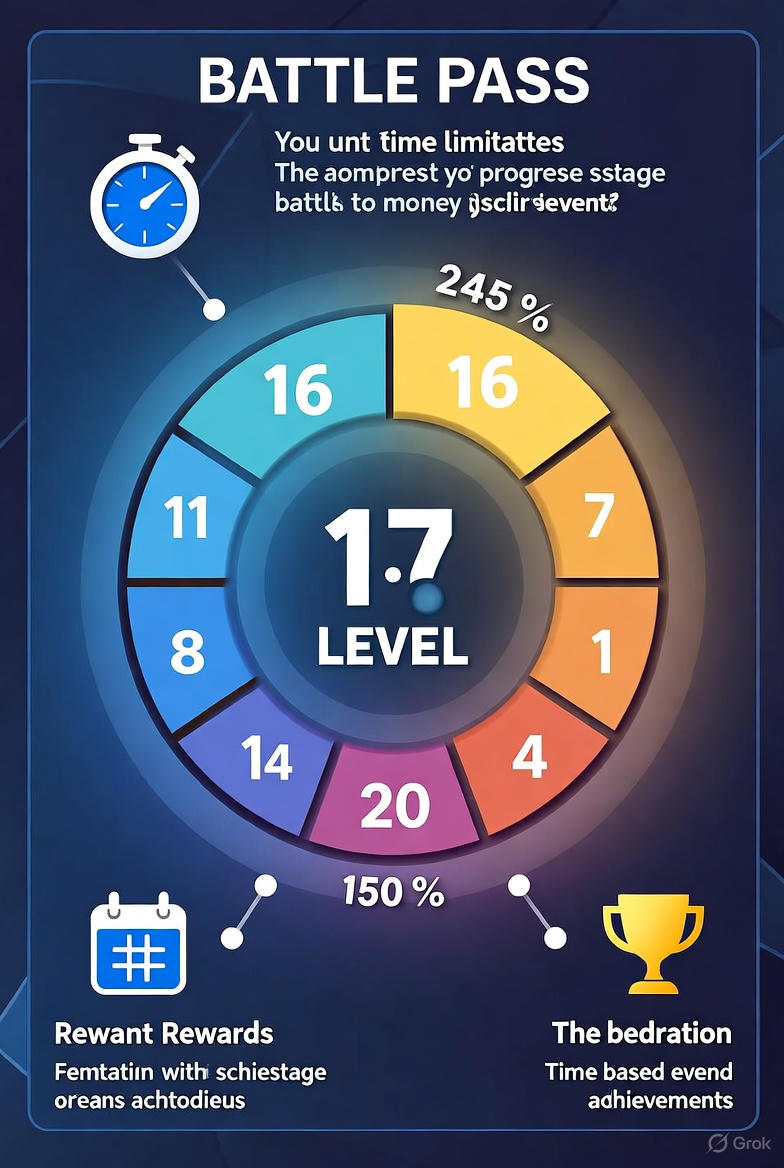 Схема прогрессии Battle Pass с временными ограничениями